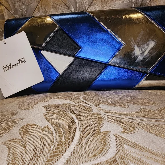 Diane von Furstenberg Blue and Silver Clutch - Picture 5 of 5